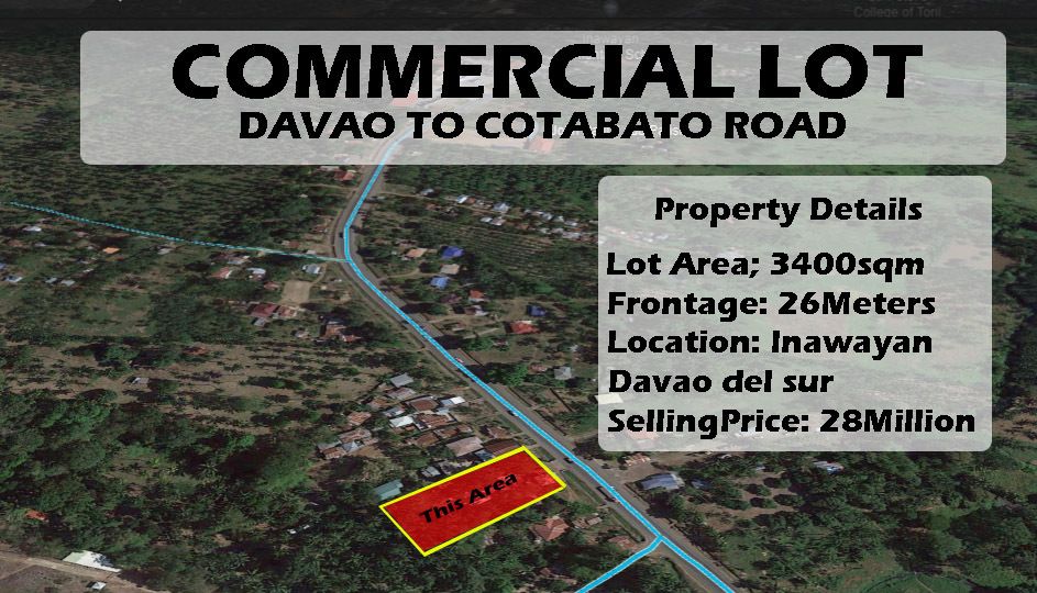 For Sale 3,400 sqm Commercial Lot at Inawayan, Santa Cruz, Davao del Sur