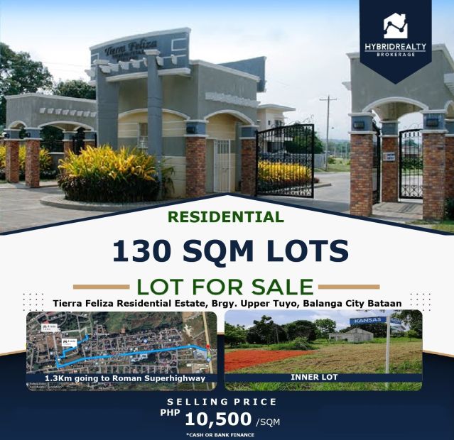 130 sqm Residential Lot in Tierra Feliza, Tuyo, Balanga, Bataan