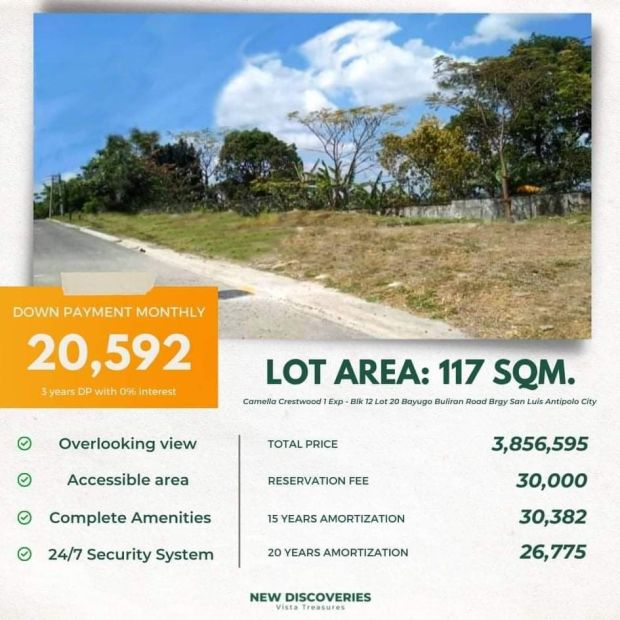 117 sqm Lot for sale in Brgy. San Luis Antipolo City