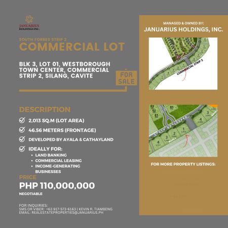 2,013 SQ.M COMMERCIAL LOT FOR SALE (WESTBOROUGH – SILANG, CAVITE)