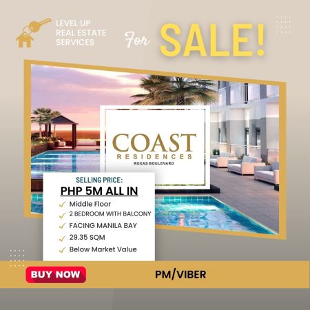 Coast Residences 2 Bedroom with Balcony Facing Manila Bay For Sale at Pasay