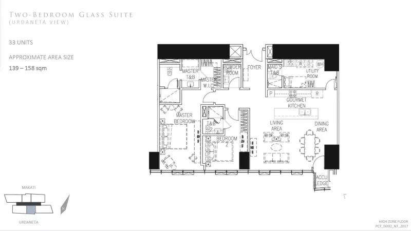 2 Bedroom Park Central Towers North Tower FACING URDANETA VILLAGE with 2 Parking
