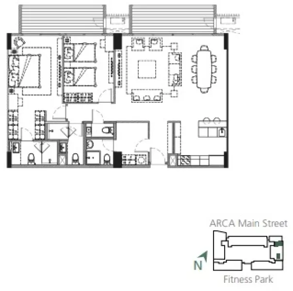 2 Bedroom Classic Molave bldg. Gardencourt Residences @ ARCA South