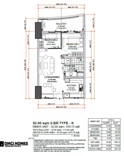 2 Bedroom Unit For Sale - DMCI Erin Heights Quezon City, Near UP Diliman, Ateneo