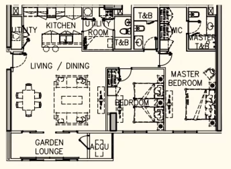 2 Bedroom Classic Olive bldg Arbor Lanes @ ARCA South