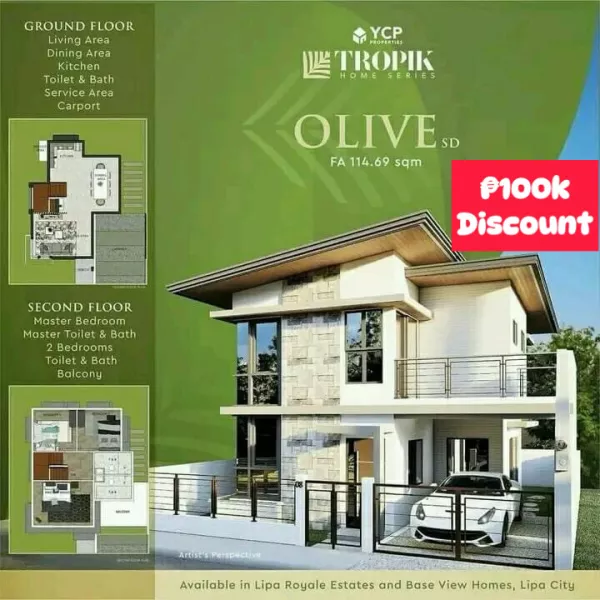 3BR Single Detached in Lipa Royale Estates by YCP Properties-OLIVE Model